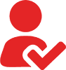 Red user with checkmark icon